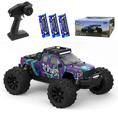 Ledovan 1:14 RC Monstertruck 100 km/h, 4WD Offroad mit Bürstenlosmotor und 3 Akkus (Lila).