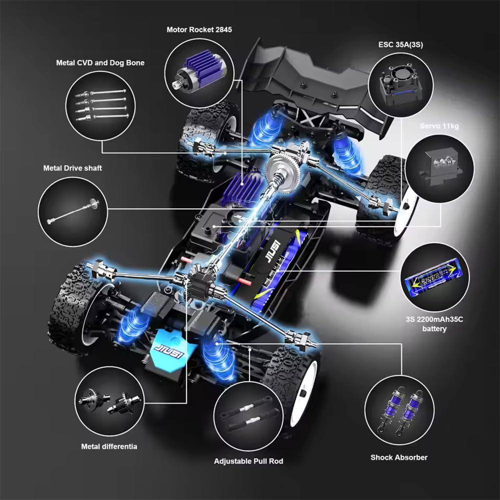 Teeggi 1:12 RC Auto 100 km/h, 4WD Offroad Buggy mit 3S Bürstenlosmotor und 3 Akkus (Grün).