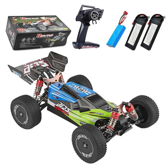 Ledovan WLtoys 144001 1:14 RC Buggy 60 km/h, 4WD Offroad mit 2.4GHz und 3 Akkus (Blau).