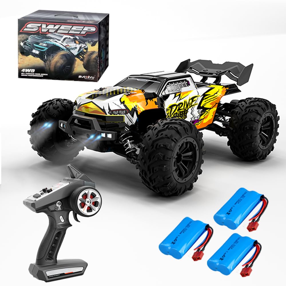 X-Verse 16102PRO 1:16 RC Offroad 70 km/h, 4WD Bürstenlosmotor, wasserdicht, inkl. 3 Akkus (Gelb).