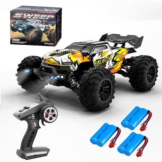 X-Verse 16102PRO 1:16 RC Offroad 70 km/h, 4WD Bürstenlosmotor, wasserdicht, inkl. 3 Akkus (Gelb).
