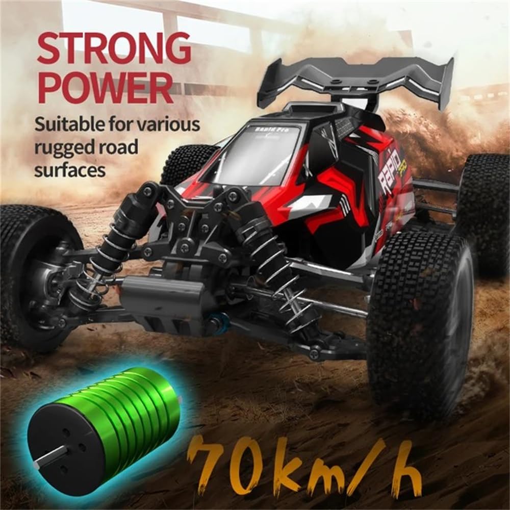 Teeggi 1:16 RC Auto 70 km/h, 4WD Bürstenlosmotor für Offroad und Drift, inkl. 3 Akkus (Blau).