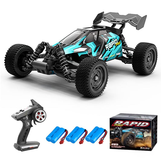 Teeggi 1:16 RC Auto 70 km/h, 4WD Bürstenlosmotor für Offroad und Drift, inkl. 3 Akkus (Blau).