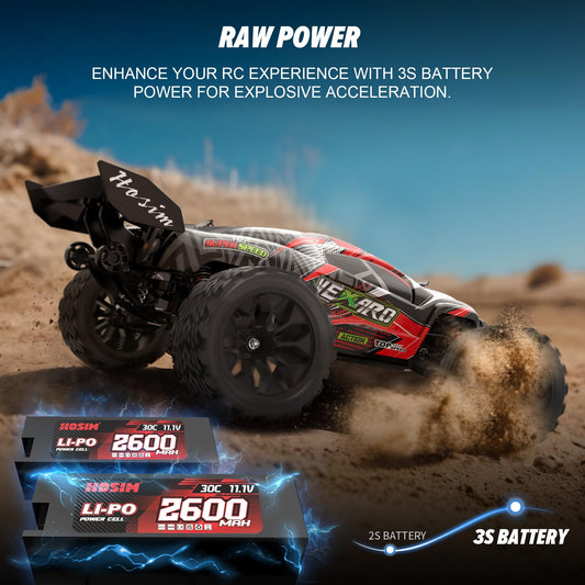 Hosim 1:8 RC Monster Truck 70+ km/h, 4x4 wasserdicht, Bürstenlosmotor, 2 Akkus, 40+ Min Laufzeit.